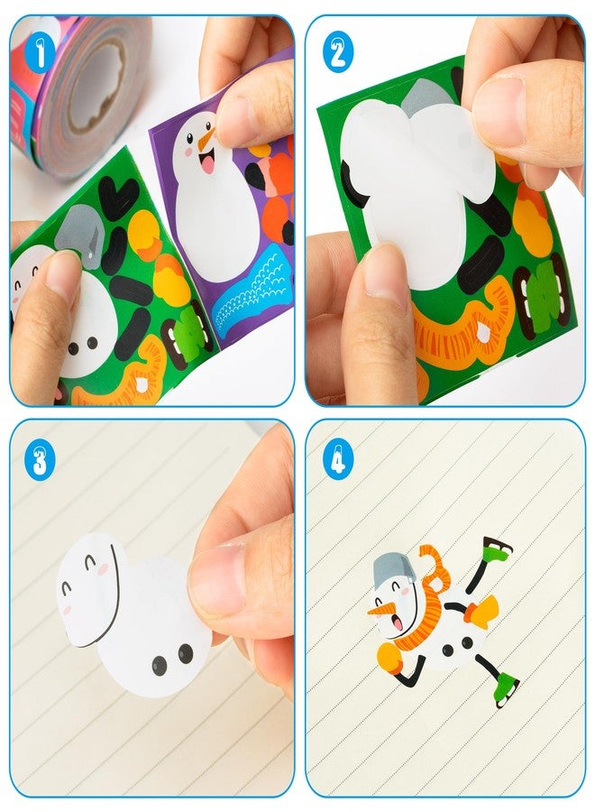 ANGOLIO 300Pcs Snowman Make a Face Stickers Scene Roll in 6 Designs Style with DIY Snowman, Suitable for Classroom School Party Decoration Accessories Back to School Day or Winter Party Gift Supplies - Image 4